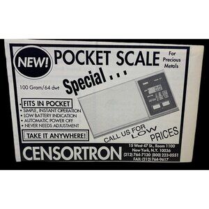 Censortron Pocket Scale Mini Print Ad Vintage 90s New York NY Precious Metals